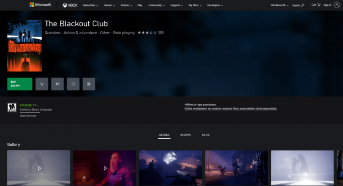 Die Blackout Club-Downloadseite. Ist Phasmophobia auf Xbox