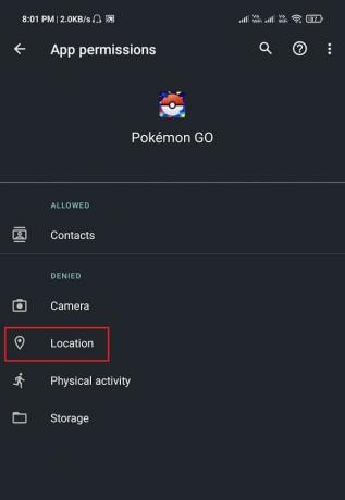 poskrbite, da je preklopno stikalo poleg Lokacija omogočeno. | Popravite Pokémon Go GPS signal ni najden