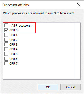 Poništite opciju Svi procesori, a zatim označite okvir pored CPU 0 | Popravite PUBG padove na računalu
