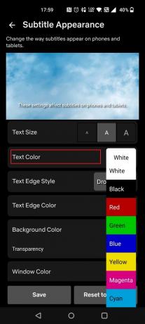 Докоснете цвета до Text Color и изберете цвят, който искате