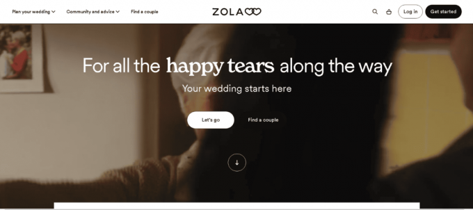 Zola hesabınıza giriş yapın ve düğün web sitenizin kontrol paneline gidin