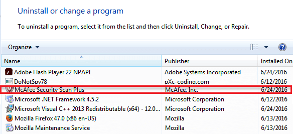 Høyreklikk på McAfee og velg deretter Avinstaller | Avinstaller McAfee fullstendig fra Windows 10