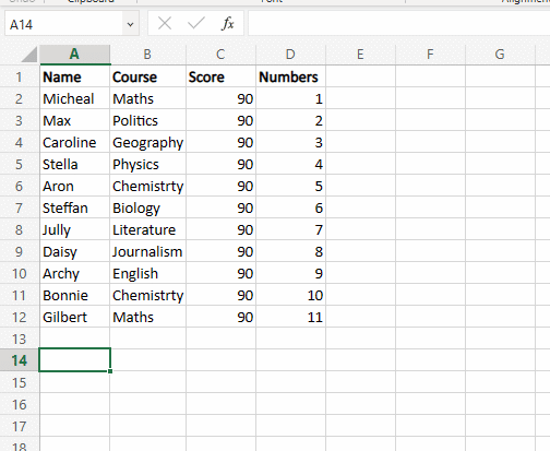 Odprite datoteko excel, ki jo želite razdeliti. To je na primer vaš nabor podatkov | Kako razdeliti datoteko Excel v več datotek po vrsticah