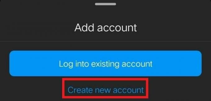 Докоснете Създаване на нов акаунт. 