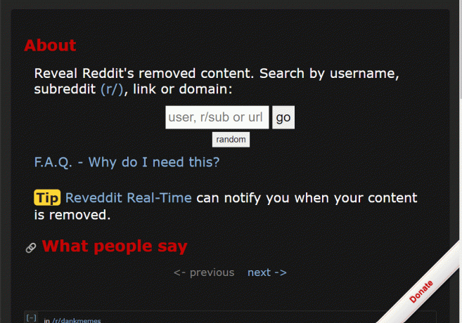 Pristupite stranici Reveddit. | Kako vidjeti skrivene objave na Redditu