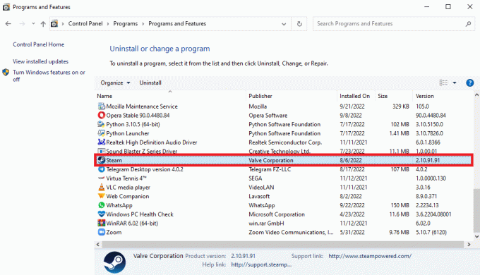 Steam을 찾아 마우스 오른쪽 버튼으로 클릭하십시오.