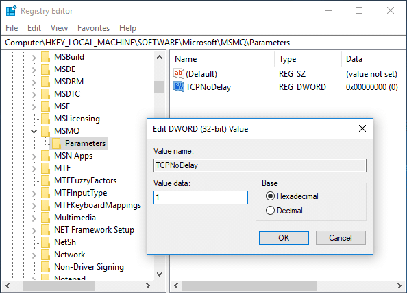 Imenujte ovu DWORD kao “TCPNoDelay” i postavite njezinu vrijednost na 1. | Popravite visoki ping Windows 10