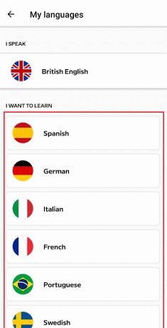 Tippen Sie auf Sprache auswählen, um die gewünschte Sprache auszuwählen, die Sie in dieser App lernen möchten | Wie funktioniert die Babbel Sprach-App?