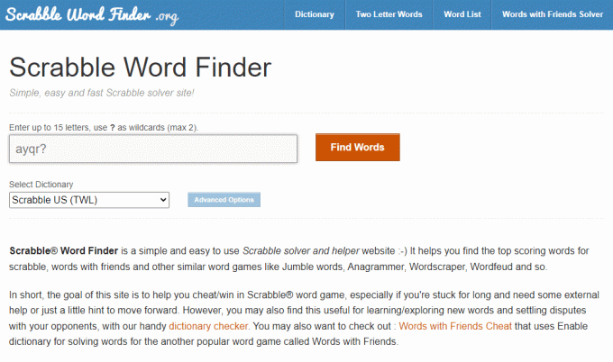 Visitez le site Web Word Finder