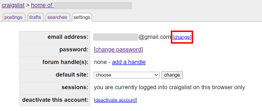 Fai clic sull'opzione di modifica accanto al tuo indirizzo email
