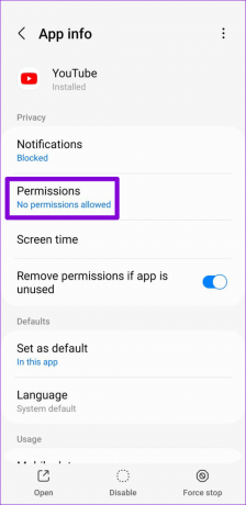 Permisiunile aplicației YouTube pe Android
