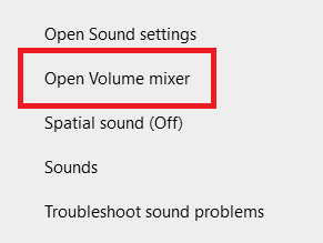 გახსენით Volume Mixer