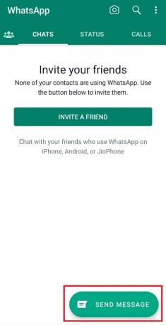Érintse meg az ÜZENET KÜLDÉSE lehetőséget. 7 módszer a WhatsApp névjegyek szinkronizálását nem végző Android rendszeren