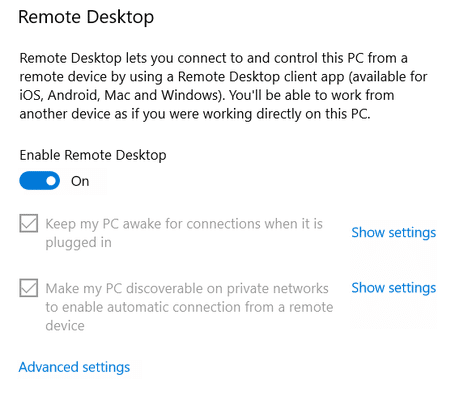 Weitere Optionen zum Konfigurieren von Remotedesktopverbindungen | Aktivieren Sie Remotedesktop unter Windows 10