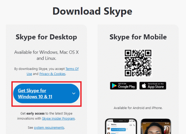 Visite o site oficial de download do Skype