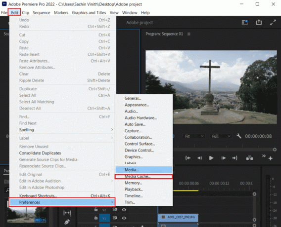 buka cache media di preferensi adobe premiere pro