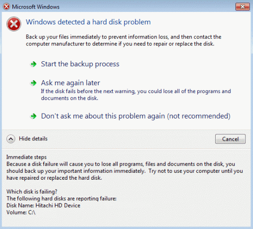 Oprava Systém Windows zistil problém s pevným diskom