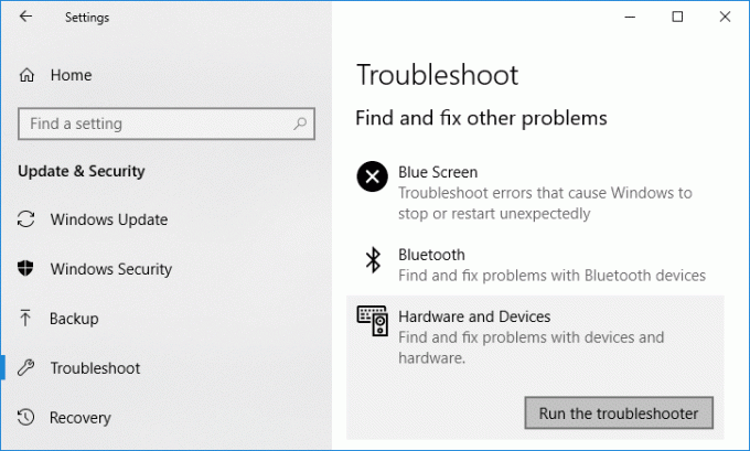 Futtassa a Hardver és eszközök hibaelhárítót a Windows 10 rendszeren nem működő másolási beillesztés kijavításához