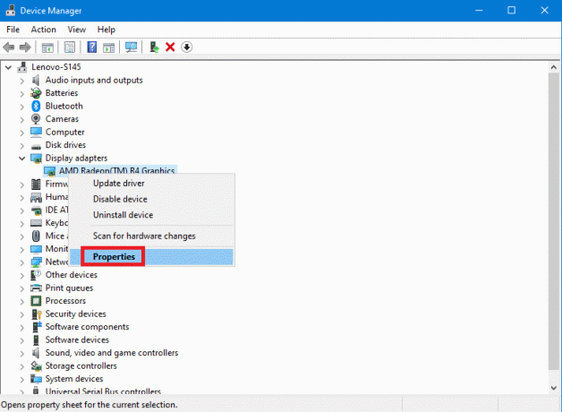 Ominaisuudet-vaihtoehto Laitehallinnassa | Korjaa Blue Screen -virhe Windows 10:ssä