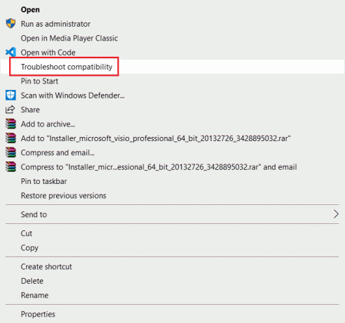 кликните десним тастером миша и изаберите опцију за решавање проблема са компатибилношћу