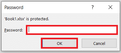 암호로 보호된 Excel 파일을 열고 프롬프트가 표시되면 암호를 입력합니다.