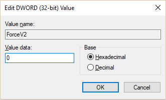 Чтобы включить использование устаревшей консоли, измените значение ForceV2 DWORD на 0.
