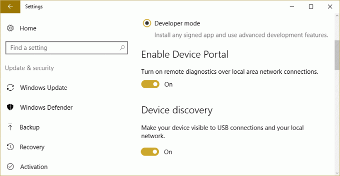 активиране на портал за устройства и откриване на устройство