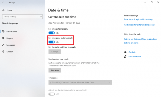 ενεργοποιήστε την αυτόματη εναλλαγή της Ρύθμισης ζώνης ώρας