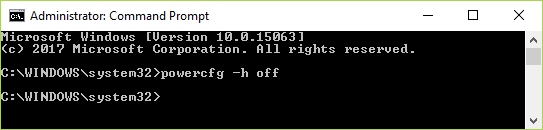 cmd 명령 powercfg -h off를 사용하여 Windows 10에서 최대 절전 모드 비활성화