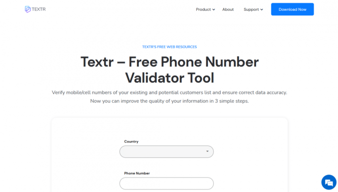 Textr - 무료 대량 전화번호 유효성 검사기