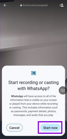 Börja dela skärm på WhatsApp för Android