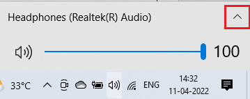kliknite na ikonu strelice za proširenje popisa audio uređaja spojenih na računalo