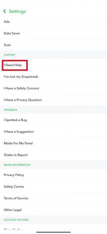 Scrolla ner och tryck på Jag behöver hjälp | Hur många gånger kan du ändra din födelsedag på Snapchat