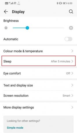 Kliknite na opciju Sleep | Popravite izgaranje zaslona na AMOLED ili LCD zaslonu