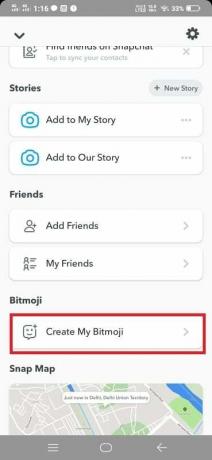 הקש על צור את ה-bitmoji שלי | כיצד לשמור מדבקות Snapchat בוואטסאפ