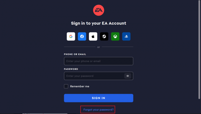clicca sul link Hai dimenticato la password | Come modificare la mia email EA