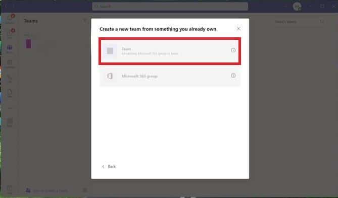 klik på Team. Sådan opretter du en gruppe i teams