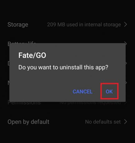 Bakstelėkite Gerai. Ištaisykite „Fate Grand Order 43“ klaidą „Android“.