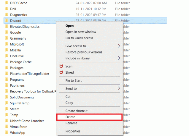 Faceți clic dreapta pe Discord și selectați Delete. Remediați eroarea 1105 Discord în Windows 10