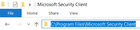 Naviger til mappen Microsoft Security Client i Program Files