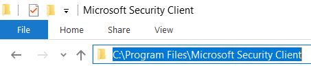 Přejděte do složky Microsoft Security Client v Program Files