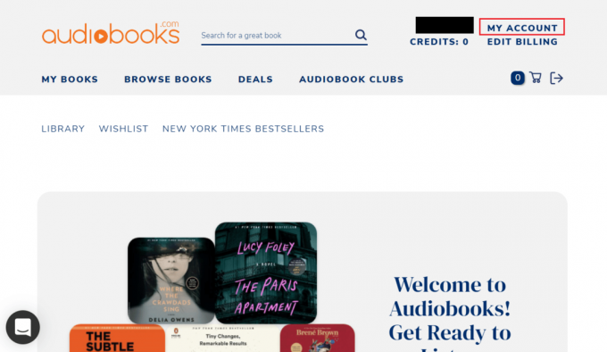 Kliknite na opciju MOJ RAČUN u gornjem desnom kutu ekrana | izbrisati audio knjige s mog iPhonea