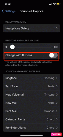 Deaktivieren Sie die Änderung mit den Tasten | Beheben Sie das Problem mit dem stillen Alarm auf dem iPhone