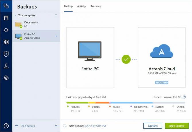 Acronis True Image til sikkerhedskopiering af data i Windows 10