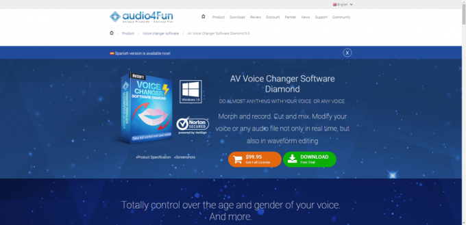 Oficiální stránky Audio4Fun. Nejlepší bezplatný měnič Discord Voice Changer