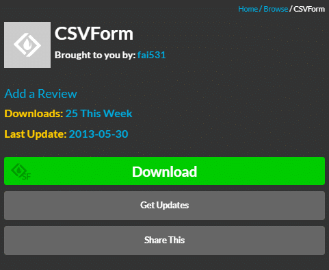 Download pagina voor CSVForm