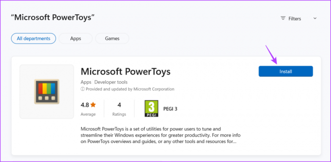 Przycisk instalacji dla PowerToys