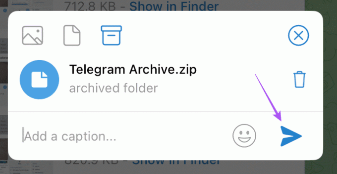 pošlji zip datoteko telegram mac