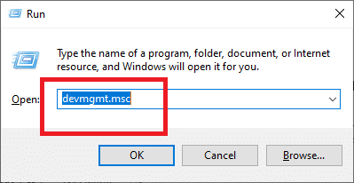 Skriv devmgmt.msc i feltet og tryk på Enter