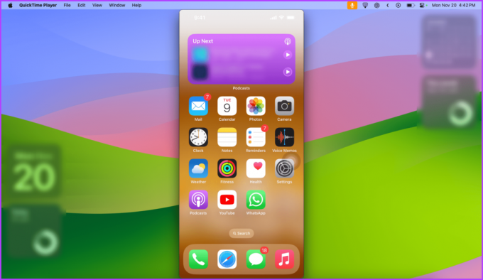 Зеркальное отображение экрана iPhone на Mac с помощью кабеля Quicktime Player 1